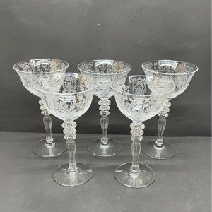 5 Duncan Miller Adoration Liquor Cocktail Crystal Clear Goblets Glasses 5 1/2”
